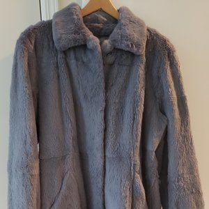 1 Madison Blue/Gray Rabbit Fur Coat with polyester (faux silk) Lining - L